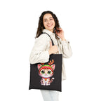 Festive Cat Tote Bag – Cute Christmas Reusable Holiday Canvas