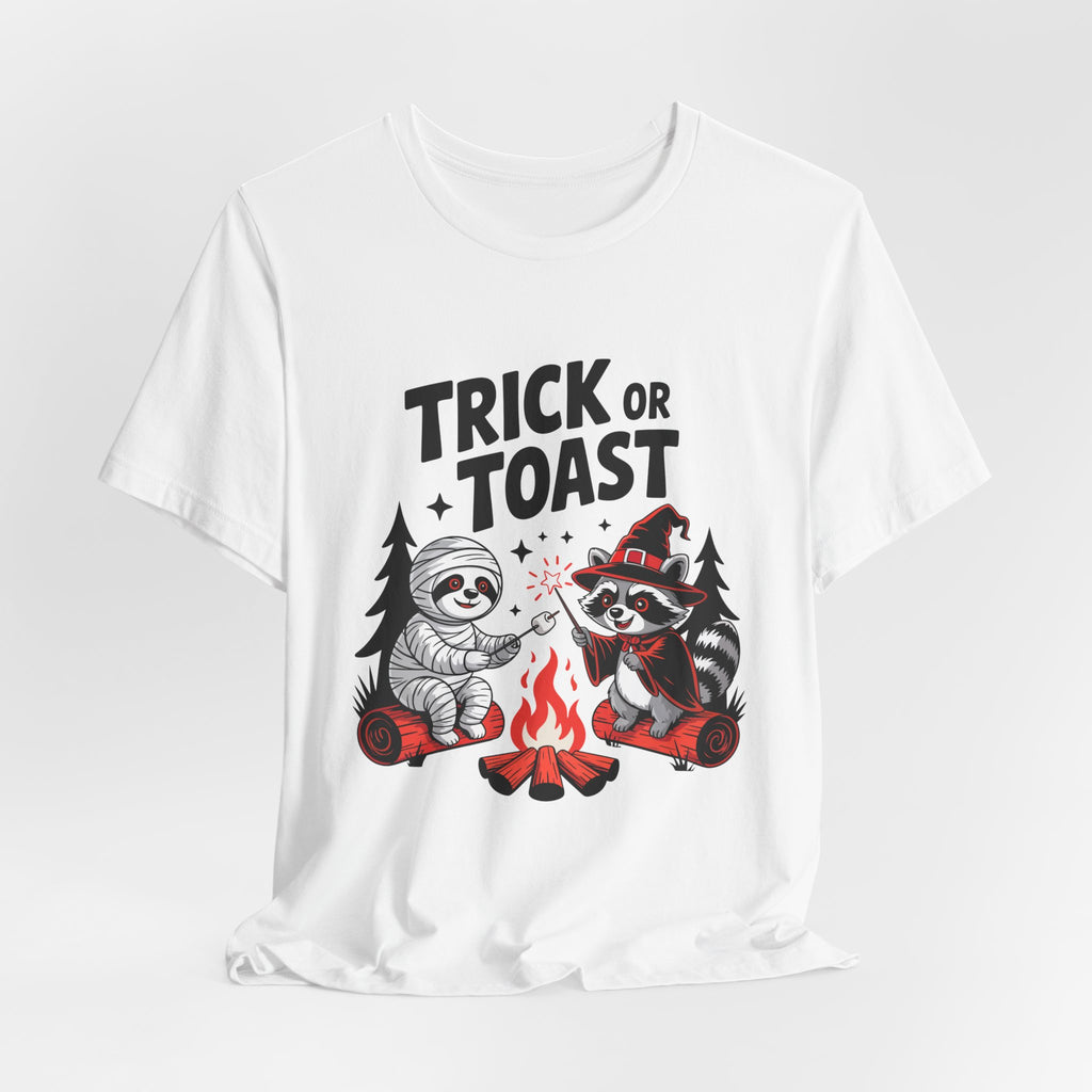 Graphic Tee for Outdoor Lovers - Trick or Toast Sloth & Raccoon, Perfect Fall Gift