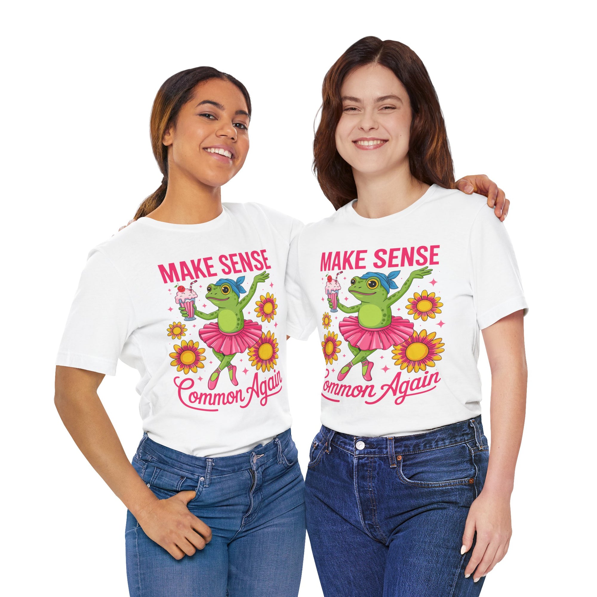 Make Sense Common Again T‑Shirt — Cute Dancing Frog Graphic Tee