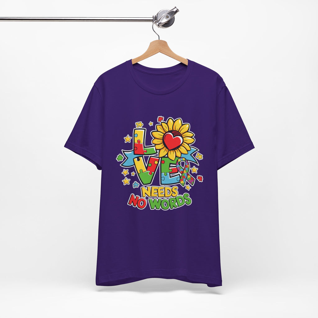 Colorful Love Needs No Words Tee, Unisex Graphic Tee
