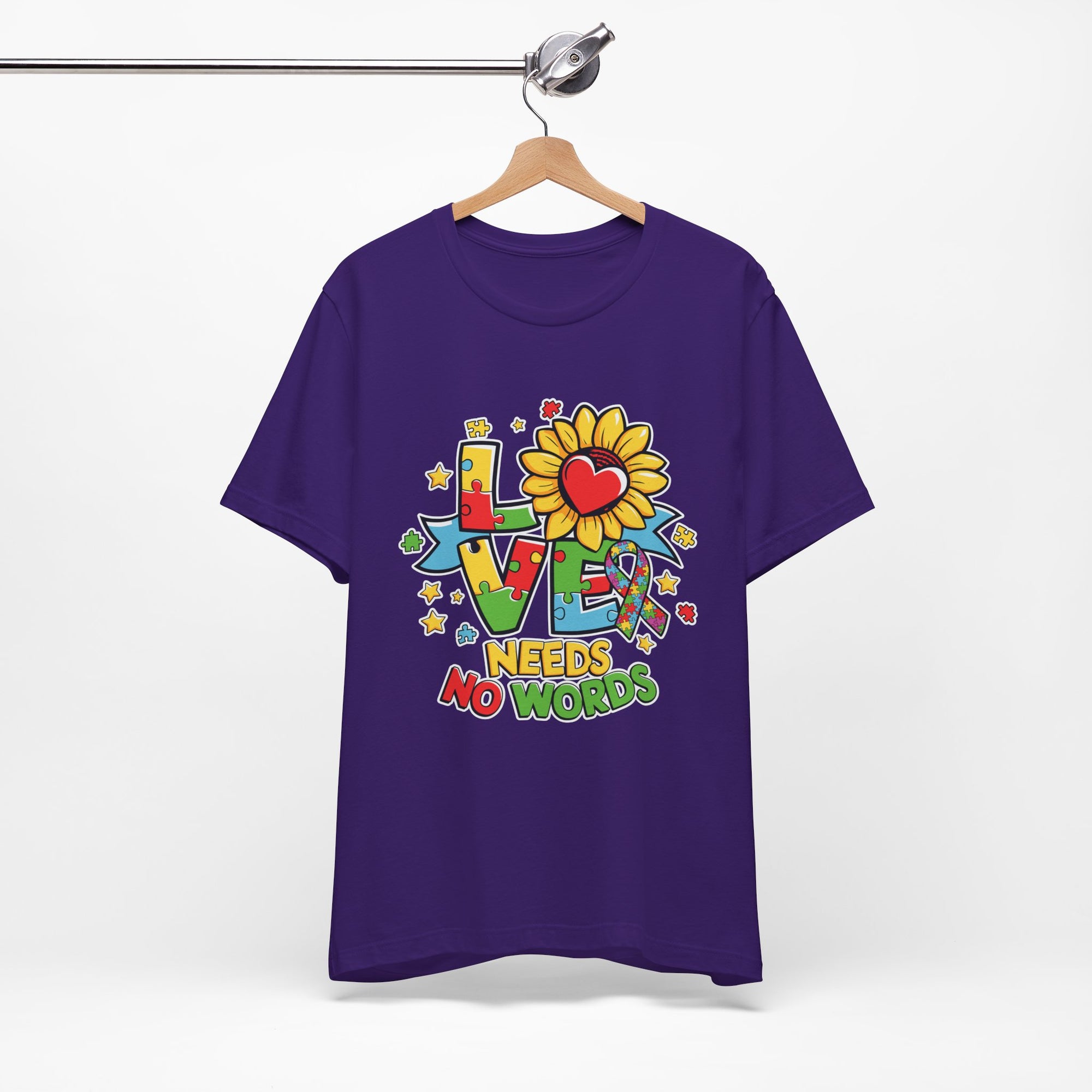 Colorful Love Needs No Words Tee, Unisex Graphic Tee