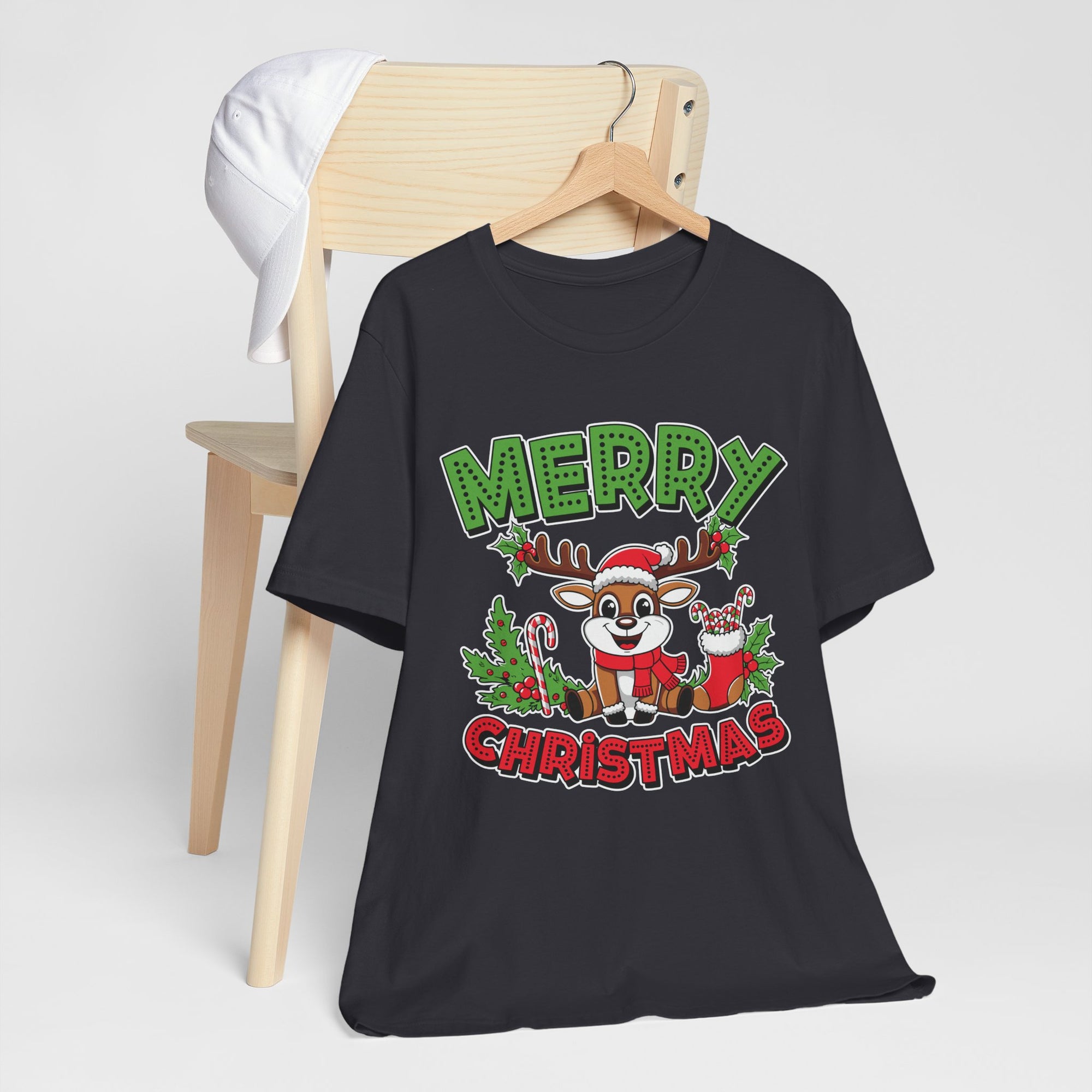 Merry Christmas Reindeer Tee, Festive Holiday Shirt, Unisex Christmas Apparel, Cute Gifts for Him/Her, Holiday Party Outfit