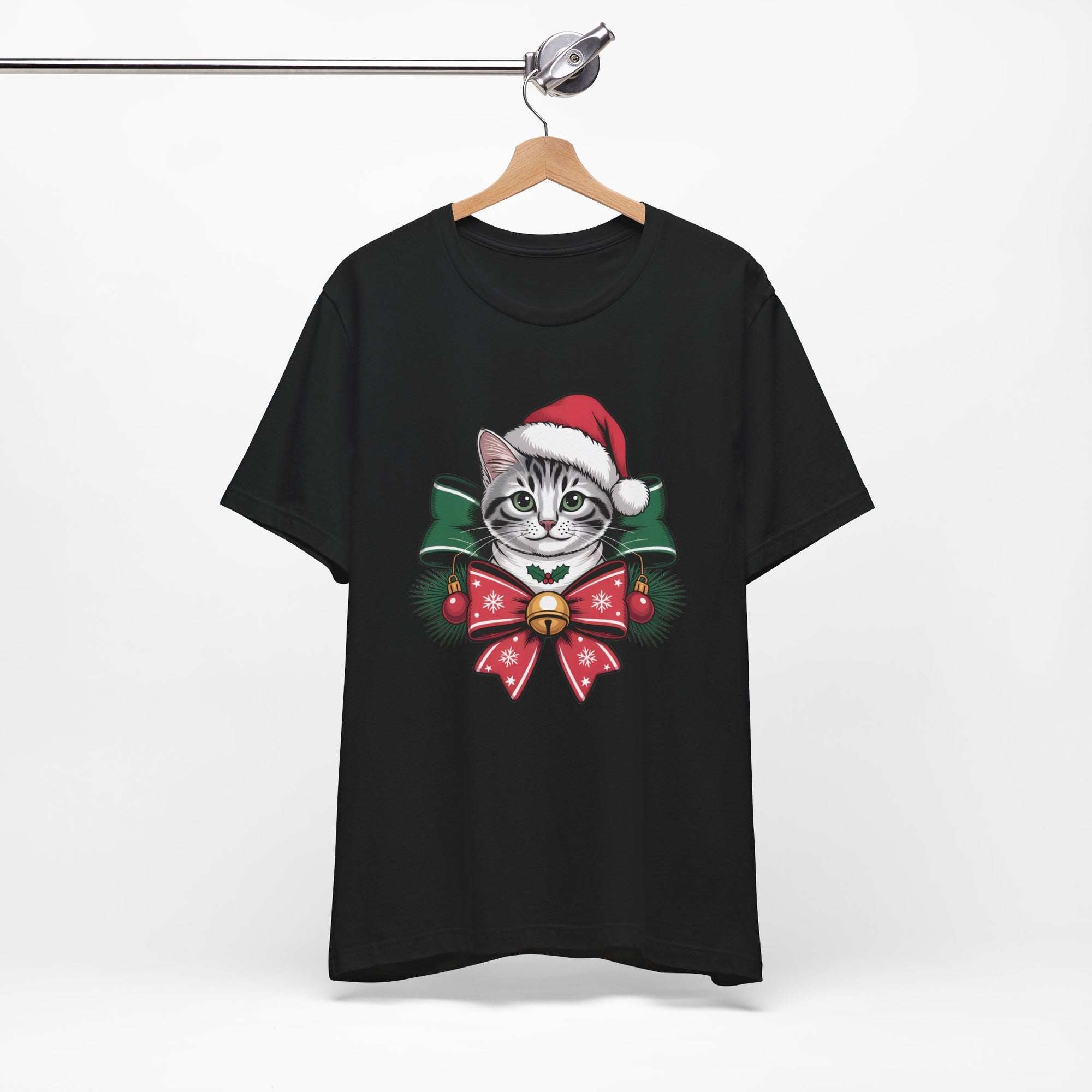 Festive Cat Christmas Tee, Cat Lover Gift, Holiday Shirt, Unisex T-Shirt