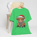 Festive Cow Christmas Tee, Unisex Holiday Shirt, Cute Animal T-Shirt