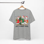 Festive Merry Goose T-Shirt, Christmas Tee, Holiday Apparel, Funny Gift, Unisex Tee, Seasonal Shirt
