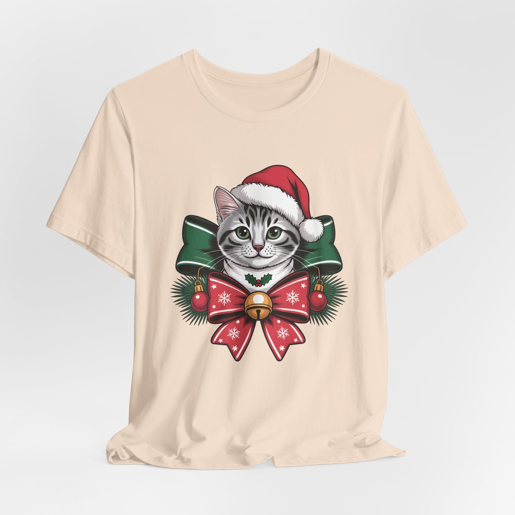 Festive Cat Christmas Tee, Cat Lover Gift, Holiday Shirt, Unisex T-Shirt