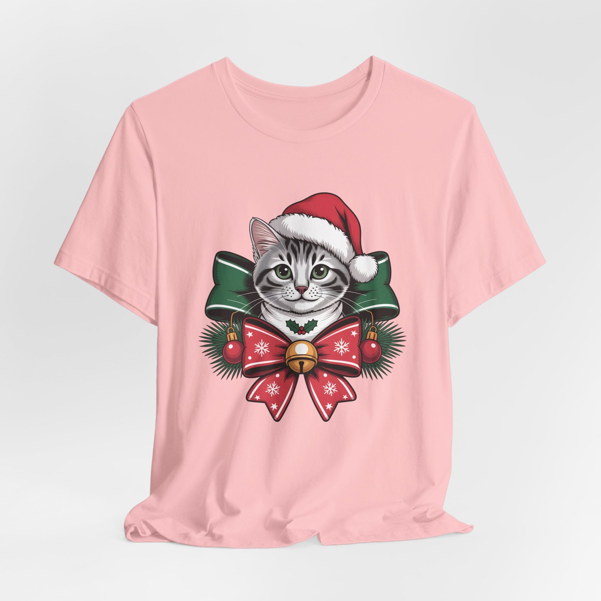 Festive Cat Christmas Tee, Cat Lover Gift, Holiday Shirt, Unisex T-Shirt