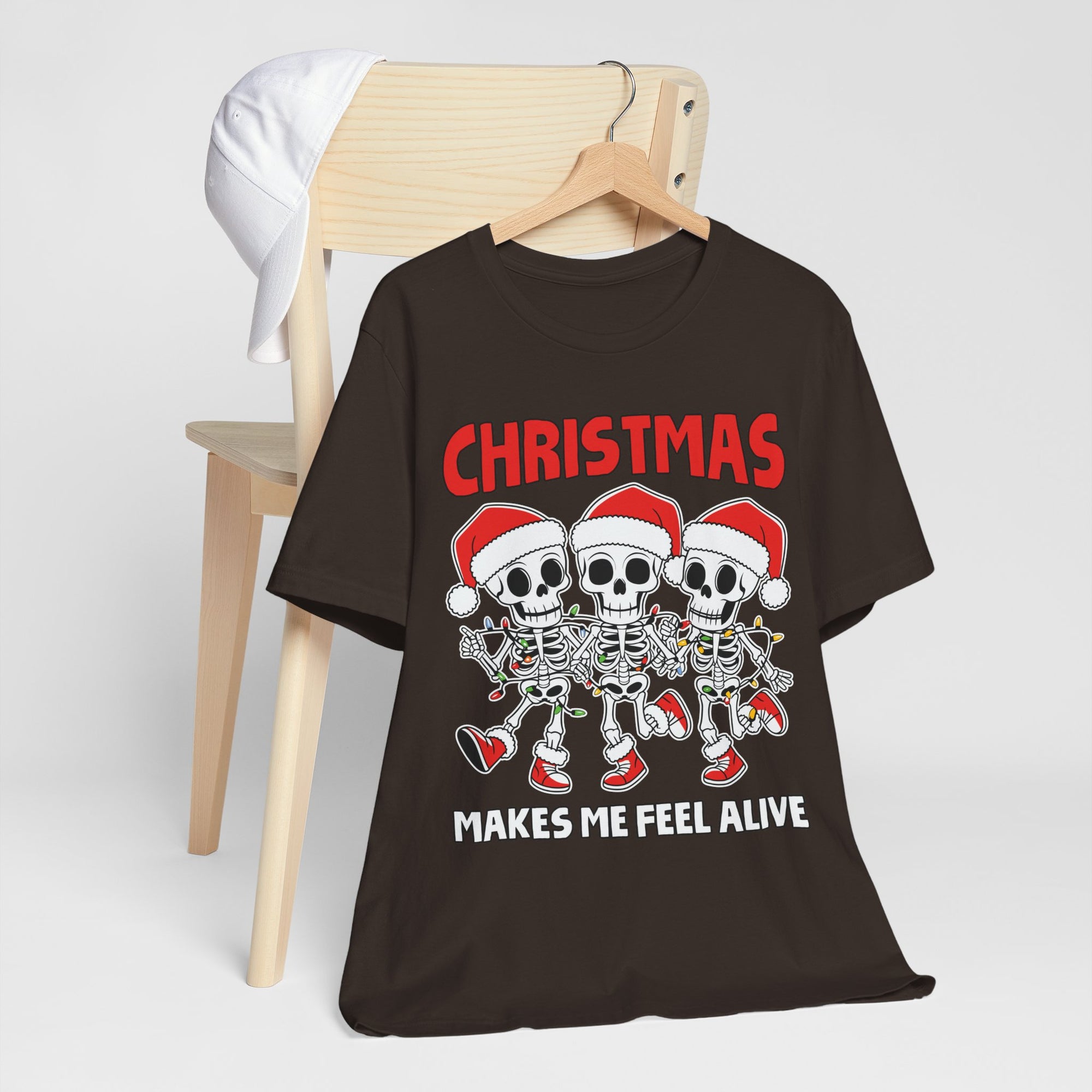 Skeleton Christmas Tee, Holiday Shirt, Unisex Christmas T-Shirt, Fun Winter Apparel, Party Outfit.