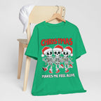 Skeleton Christmas Tee, Holiday Shirt, Unisex Christmas T-Shirt, Fun Winter Apparel, Party Outfit.