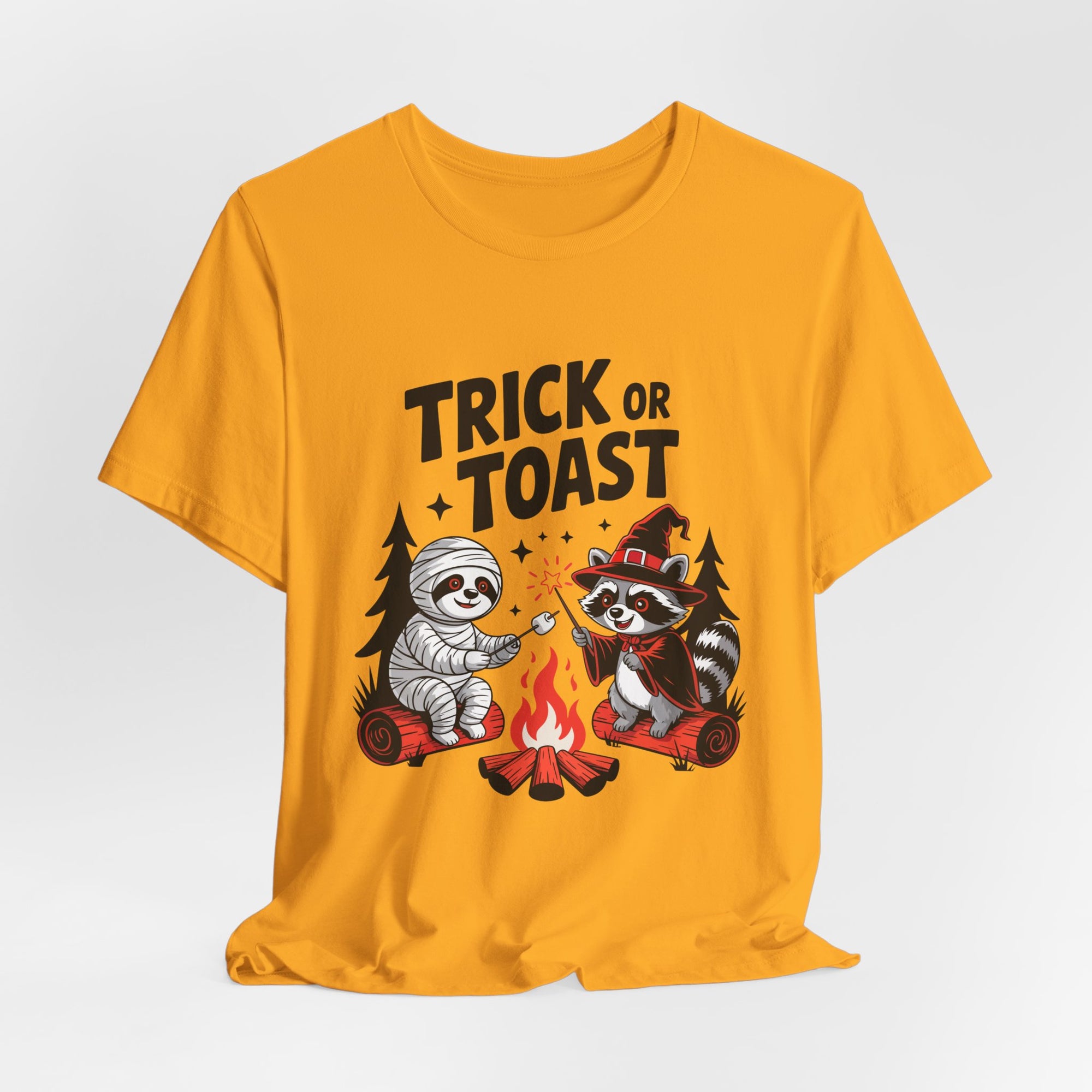 Graphic Tee for Outdoor Lovers - Trick or Toast Sloth & Raccoon, Perfect Fall Gift
