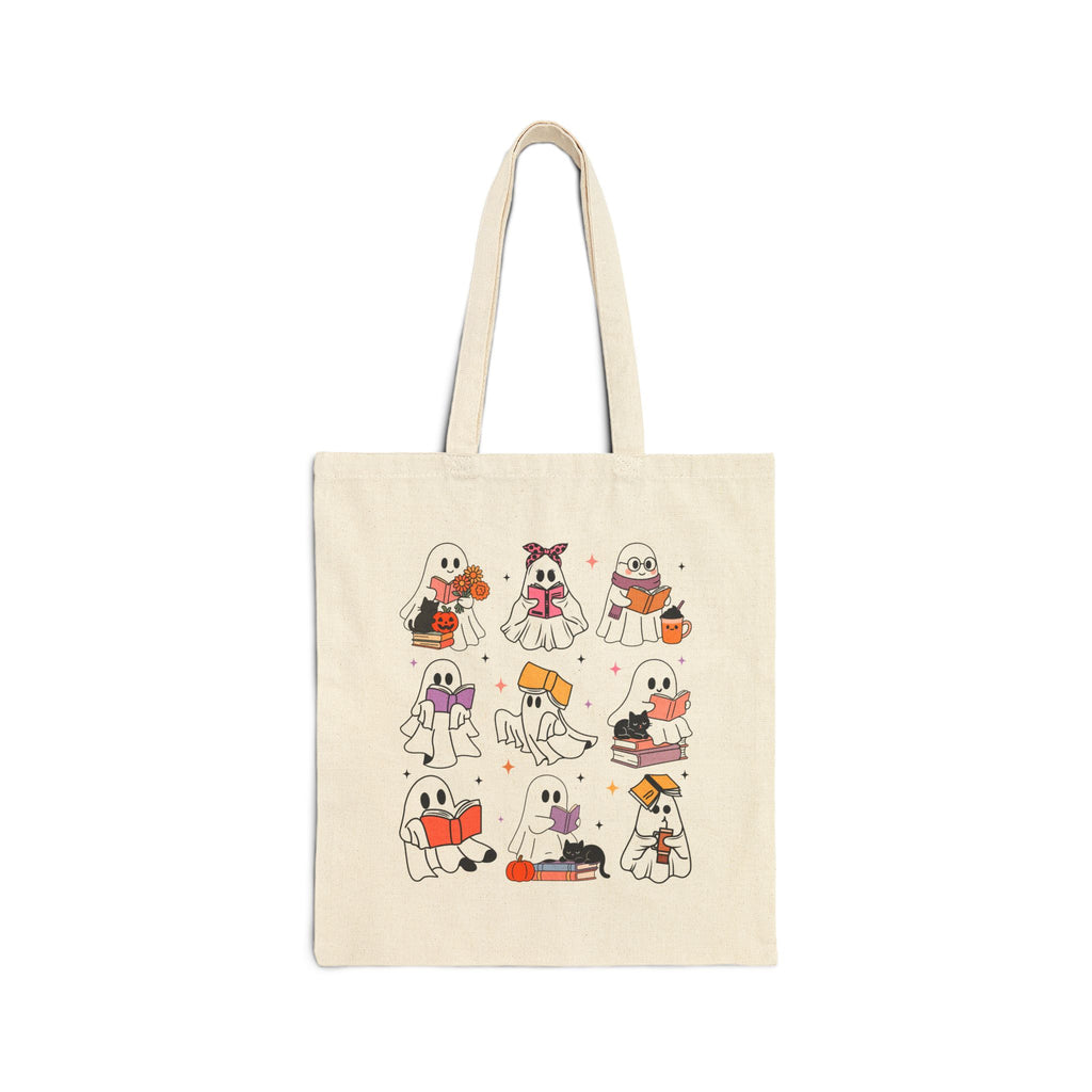 Cotton Canvas Tote Bag - Cute Ghosts Halloween Gift