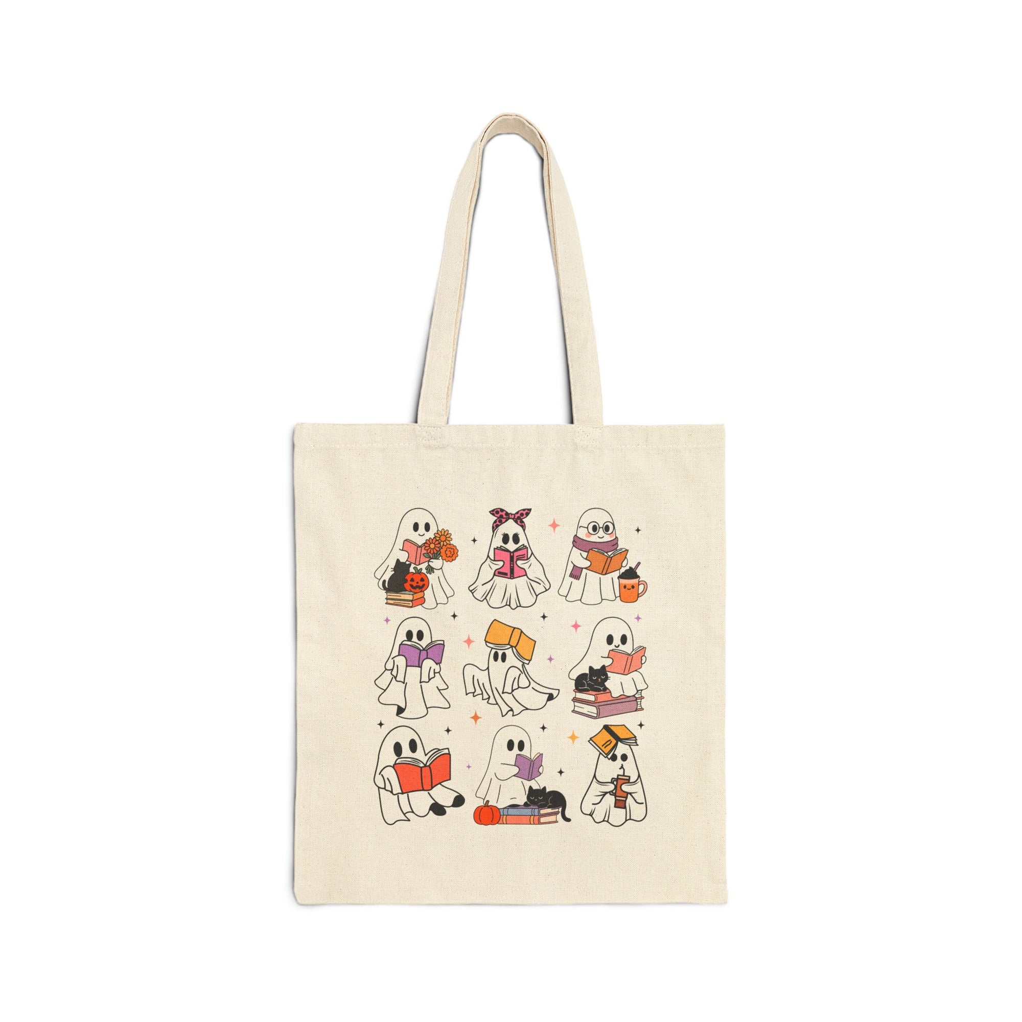 Cotton Canvas Tote Bag - Cute Ghosts Halloween Gift