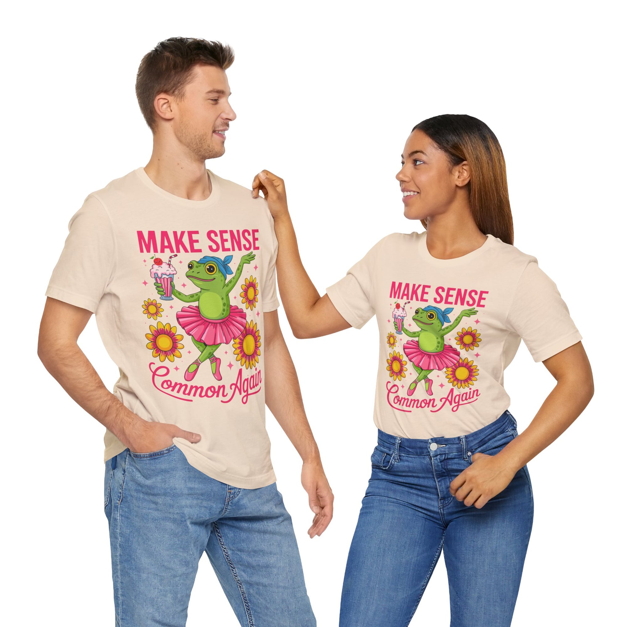 Make Sense Common Again T‑Shirt — Cute Dancing Frog Graphic Tee