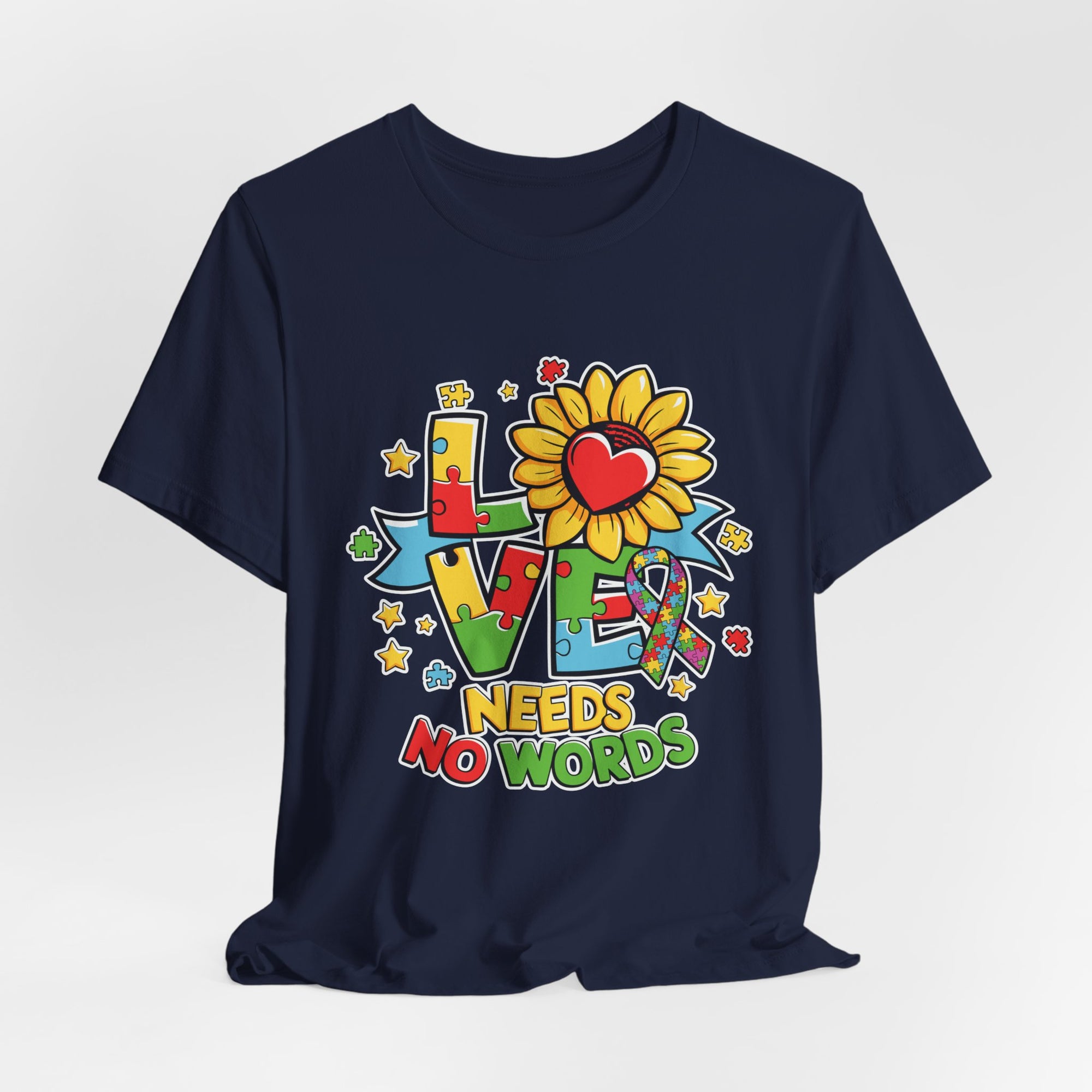 Colorful Love Needs No Words Tee, Unisex Graphic Tee