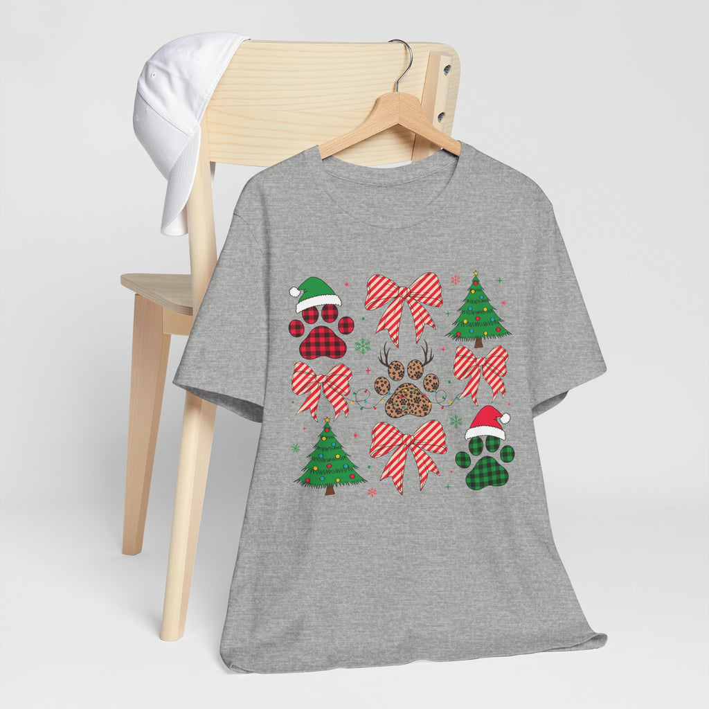 Festive Pet Lover Tee - Christmas Celebration Shirt, Holiday Gift for Dog Owners, Cute Winter Apparel, Paw Print T-Shirt, Unisex