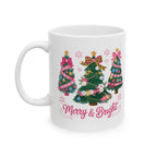 Festive Christmas Mug, Holiday Gift, Merry & Bright Coffee Cup, Seasonal Home Decor, Perfect for Hot Beverages