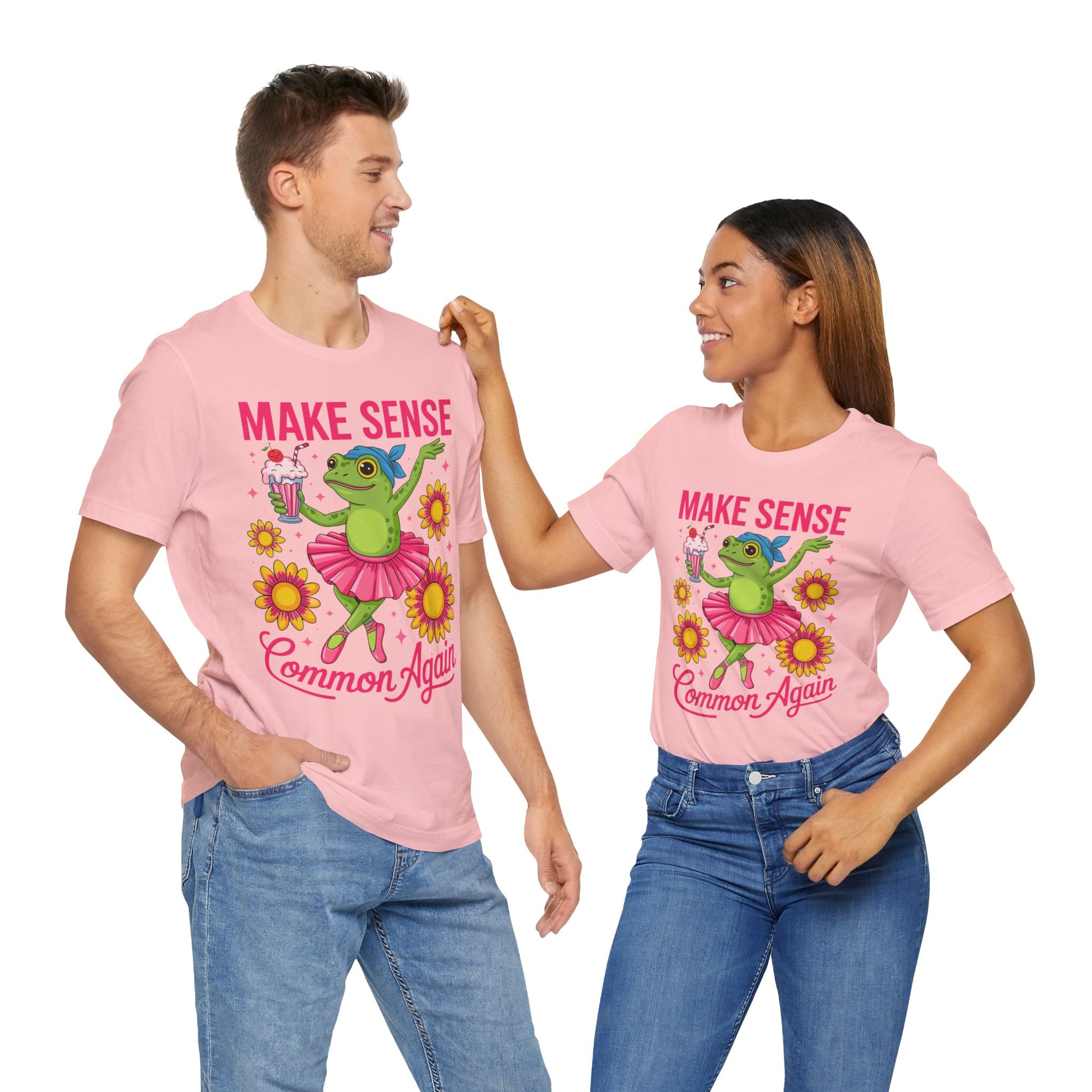 Make Sense Common Again T‑Shirt — Cute Dancing Frog Graphic Tee