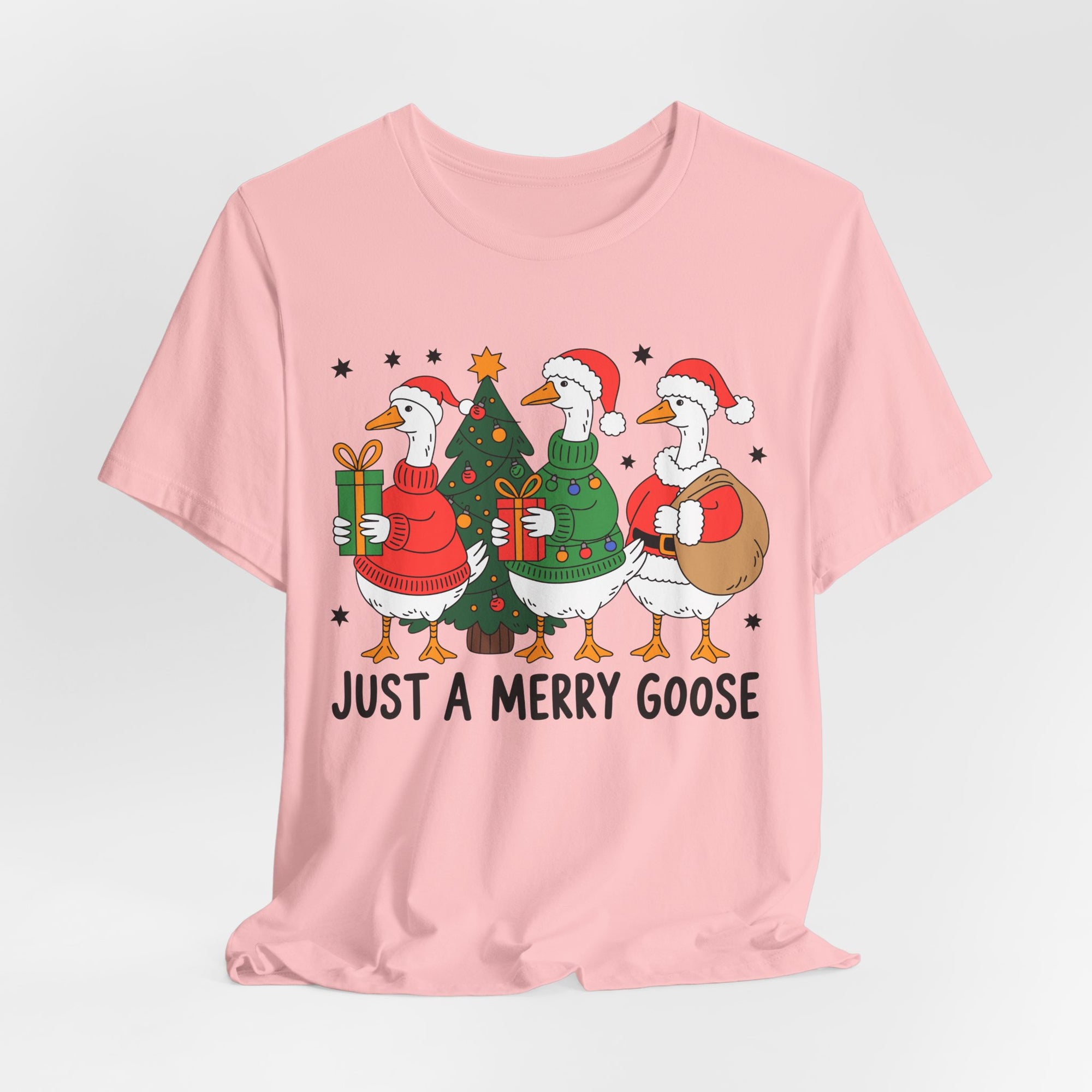 Festive Merry Goose T-Shirt, Christmas Tee, Holiday Apparel, Funny Gift, Unisex Tee, Seasonal Shirt