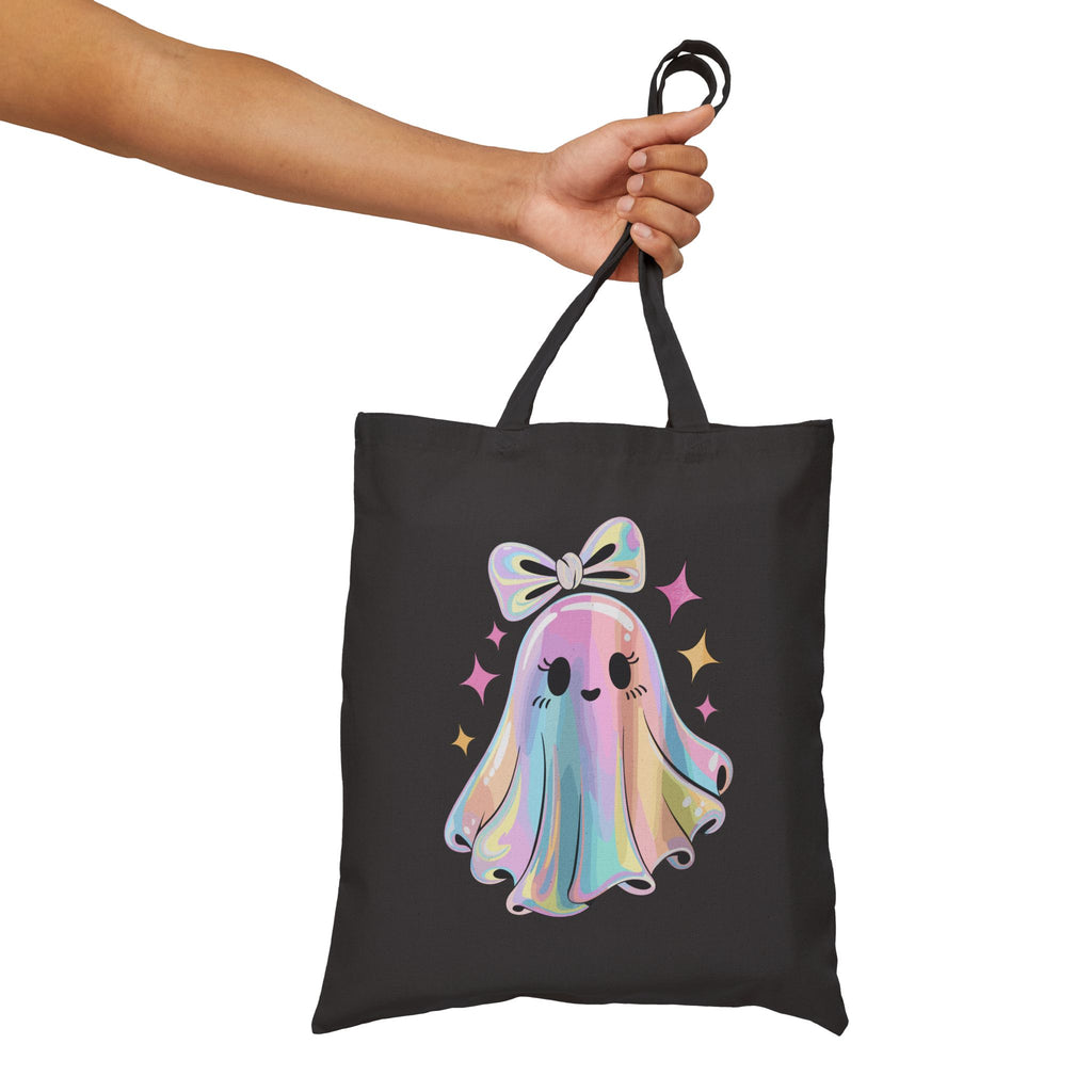 Cute Ghost Tote Bag – Fun Rainbow Halloween Reusable Canvas