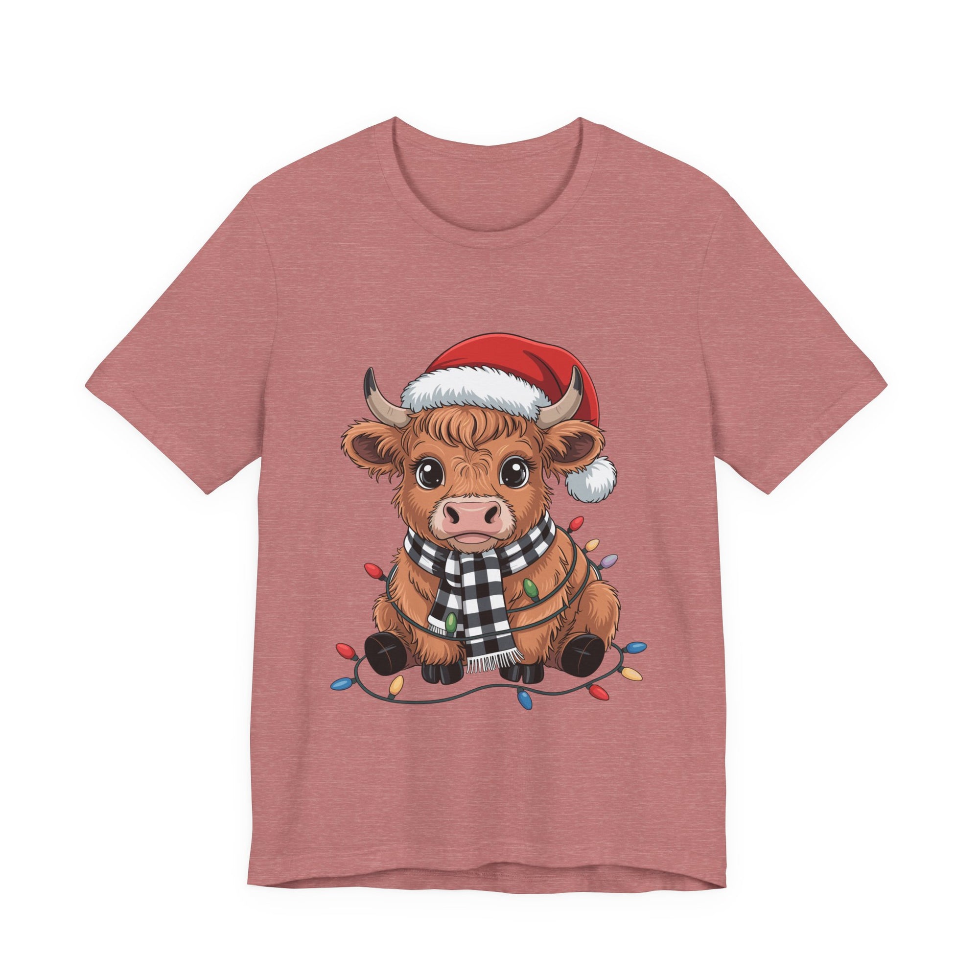 Festive Cow Christmas Tee, Unisex Holiday Shirt, Cute Animal T-Shirt