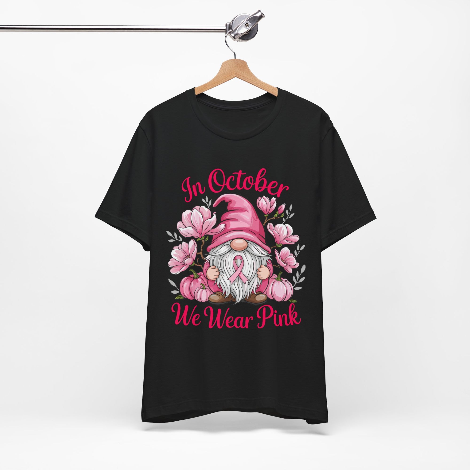 Breast Cancer Awareness Tee, Inspirational Gnome Shirt, October Activism Top, Unisex Casual Wear, Gift for Her, Comfort Tee, Support Pink