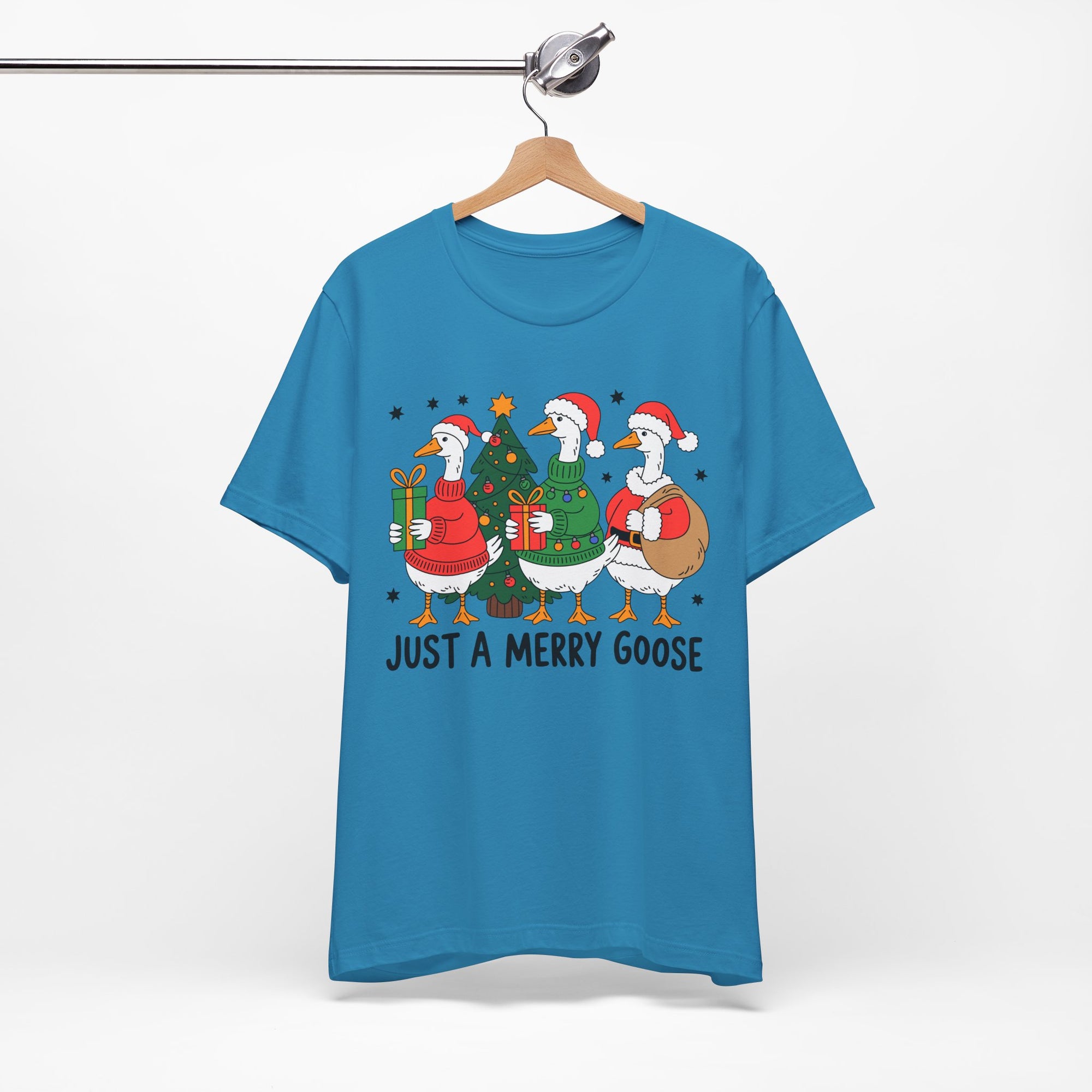 Festive Merry Goose T-Shirt, Christmas Tee, Holiday Apparel, Funny Gift, Unisex Tee, Seasonal Shirt