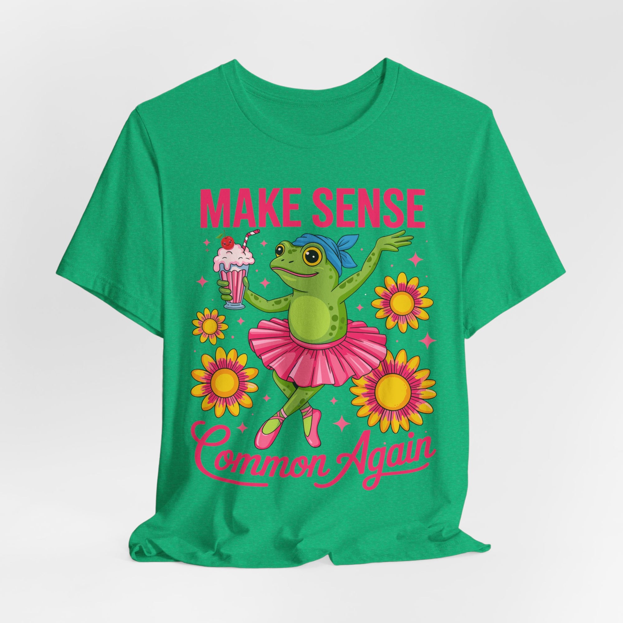 Make Sense Common Again T‑Shirt — Cute Dancing Frog Graphic Tee