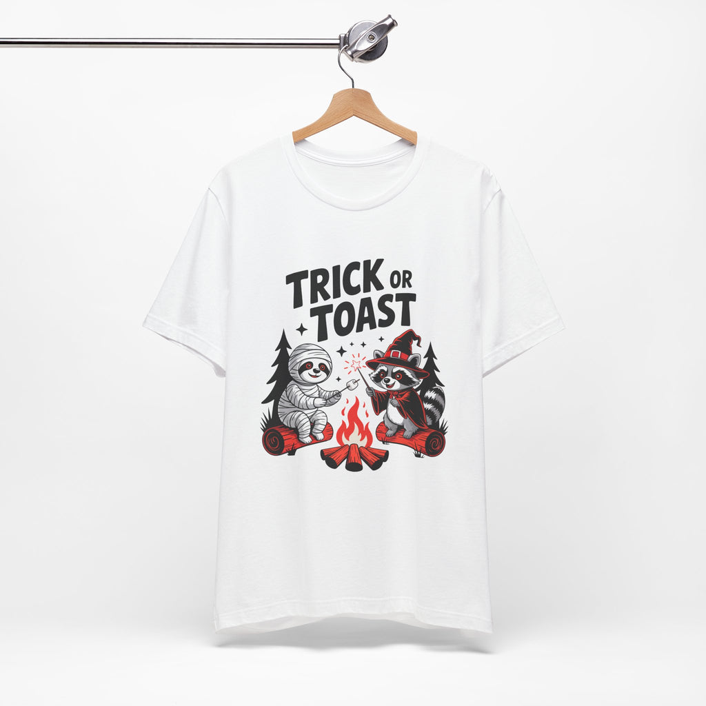 Graphic Tee for Outdoor Lovers - Trick or Toast Sloth & Raccoon, Perfect Fall Gift