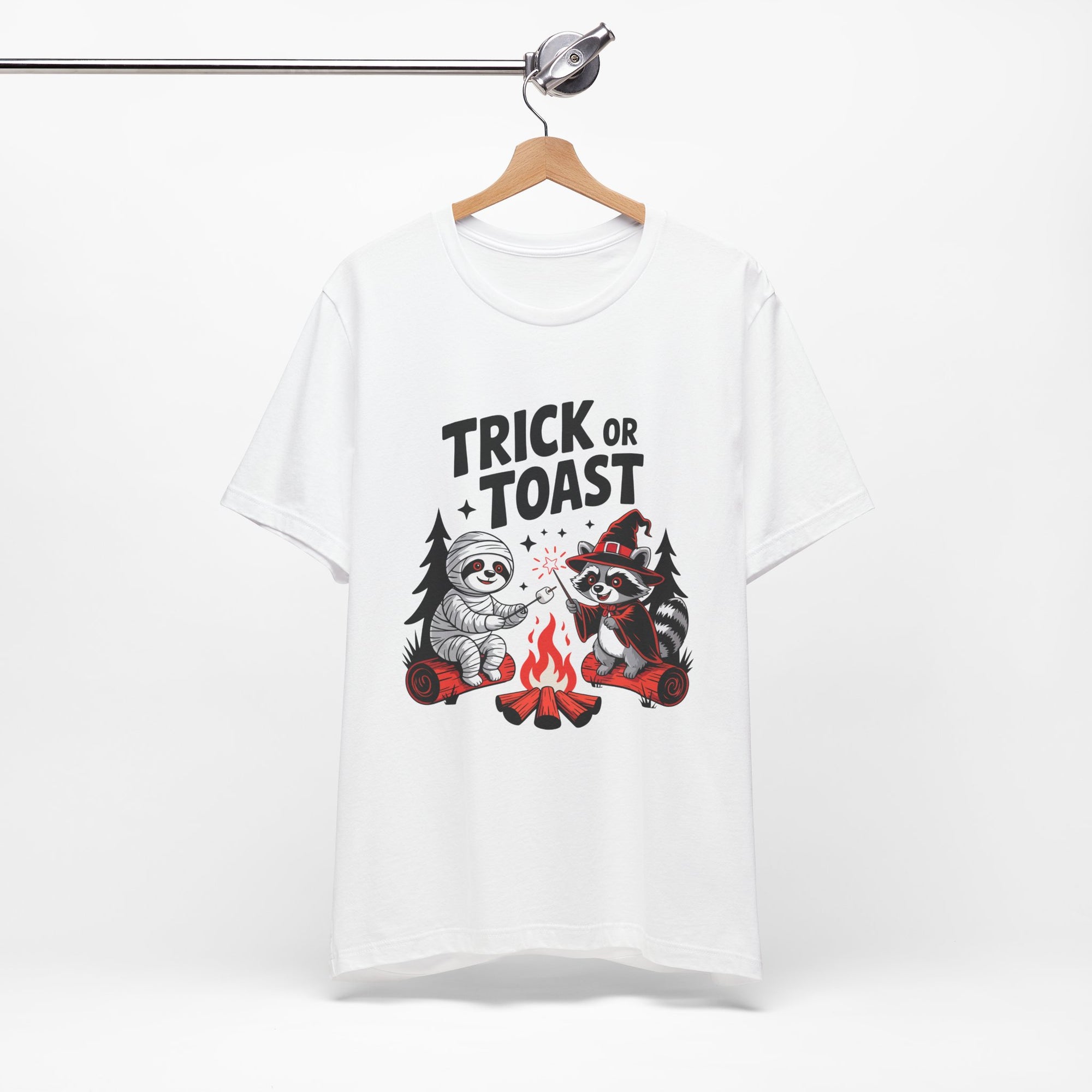 Graphic Tee for Outdoor Lovers - Trick or Toast Sloth & Raccoon, Perfect Fall Gift