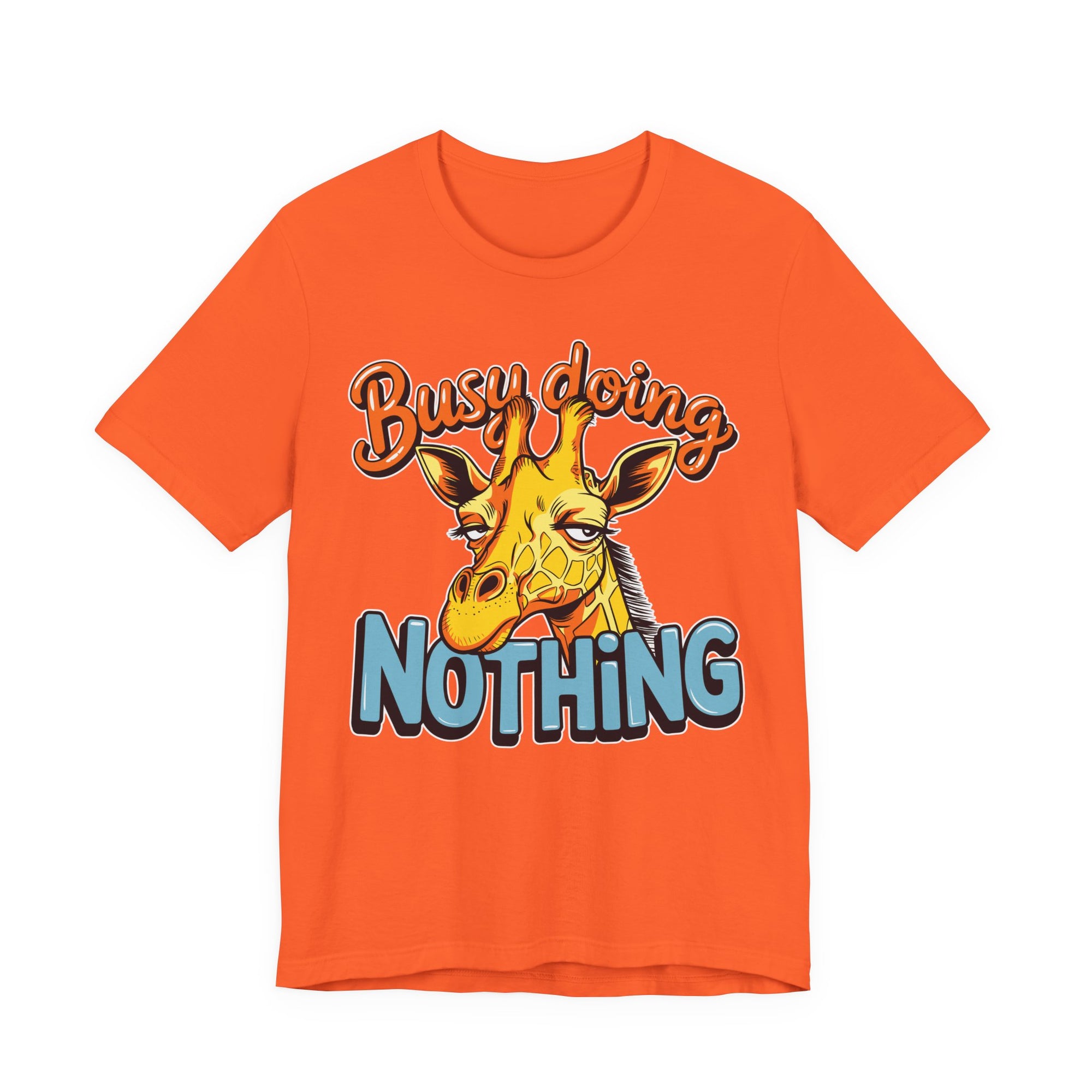 Funny Giraffe Busy Doing Nothing Lazy Animal Cartoon Design Unisex Jersey Short Sleeve Tee