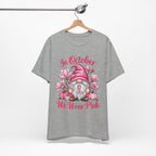 Breast Cancer Awareness Tee, Inspirational Gnome Shirt, October Activism Top, Unisex Casual Wear, Gift for Her, Comfort Tee, Support Pink