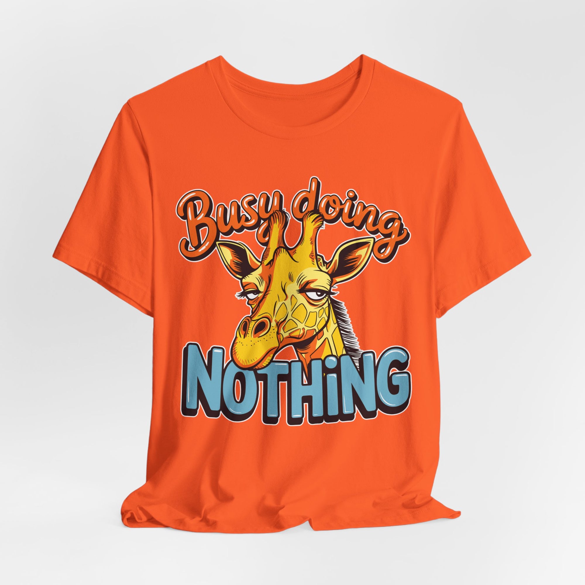 Funny Giraffe Busy Doing Nothing Lazy Animal Cartoon Design Unisex Jersey Short Sleeve Tee