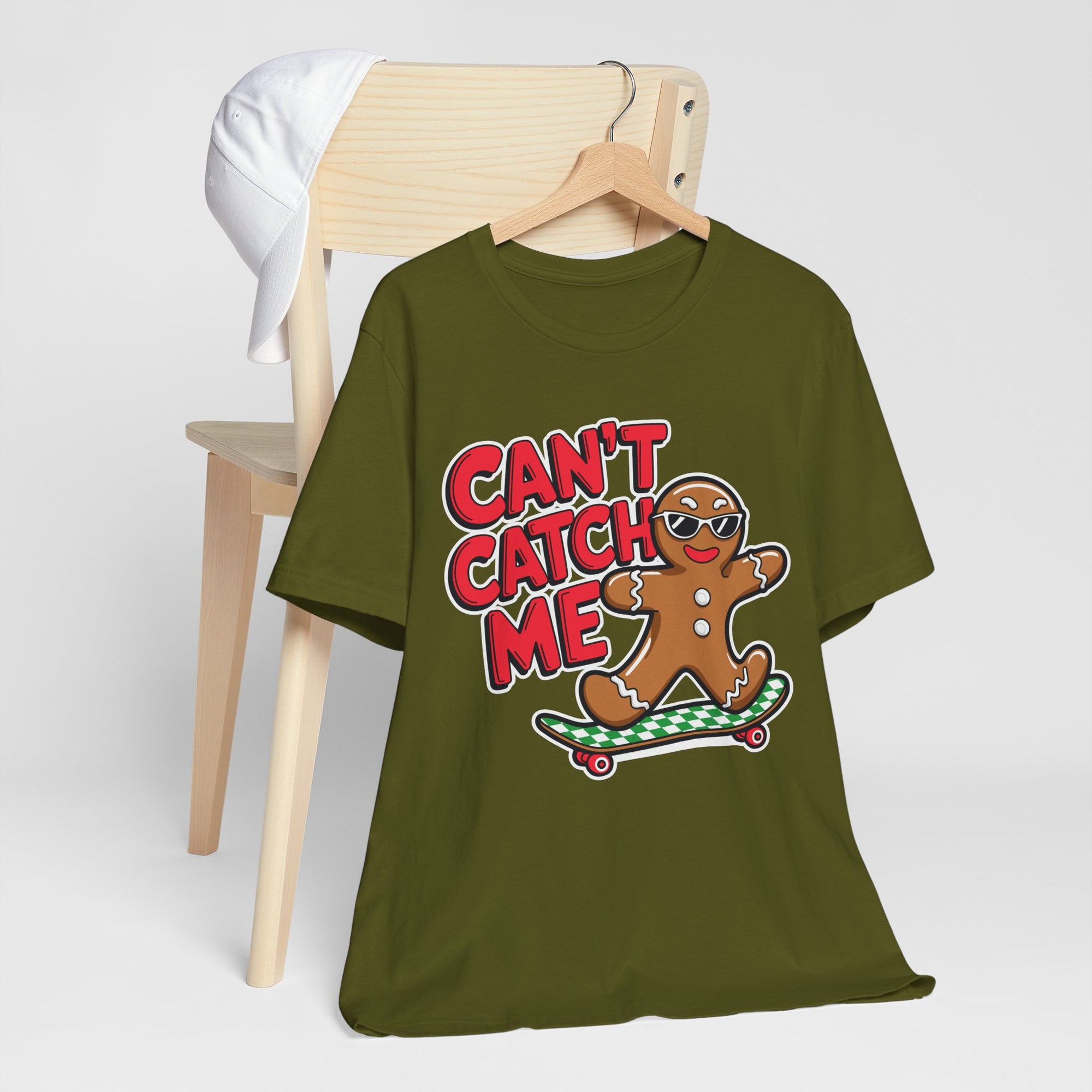 Gingerbread Skateboard Tee, Funny Holiday T-Shirt, Unisex Christmas Gift