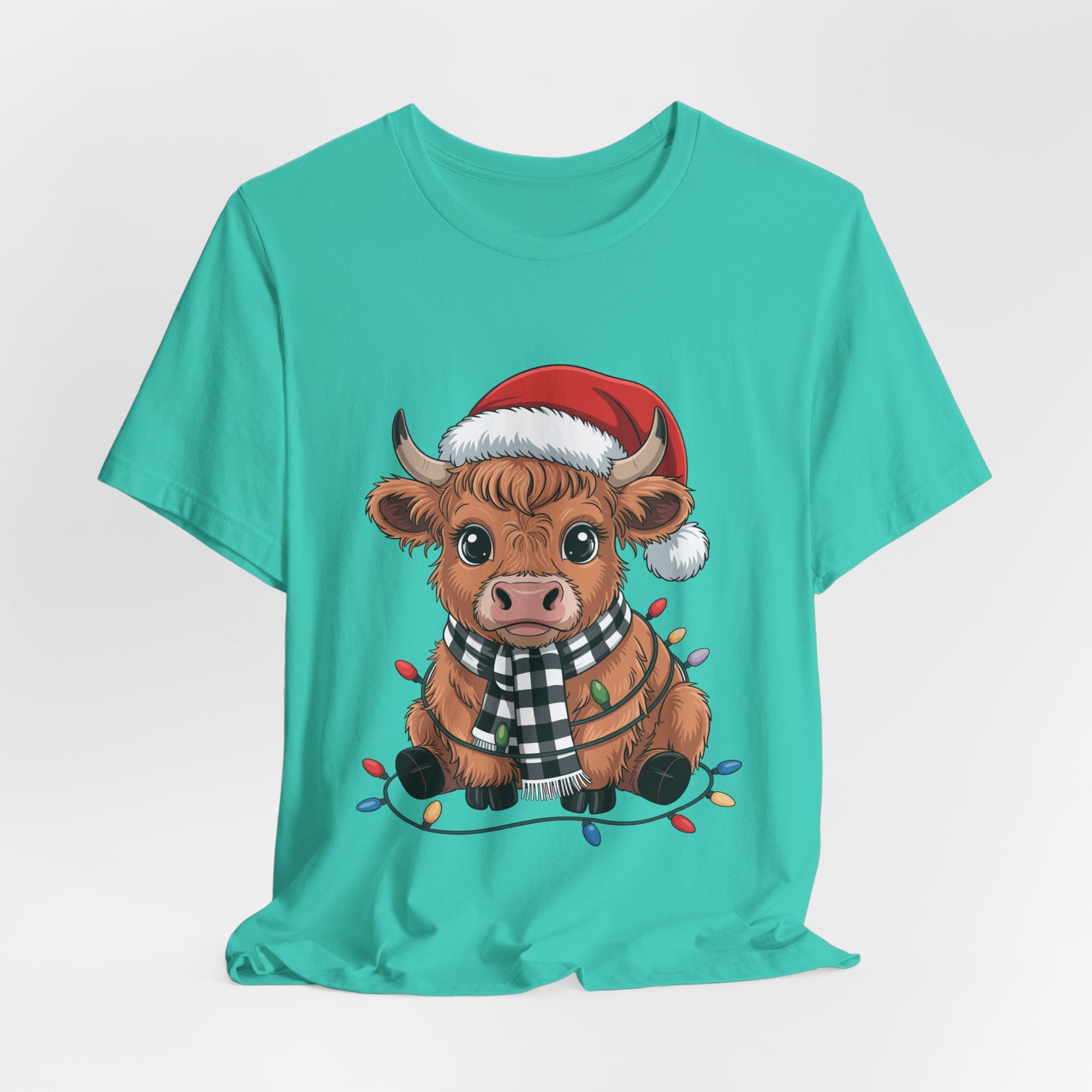 Festive Cow Christmas Tee, Unisex Holiday Shirt, Cute Animal T-Shirt