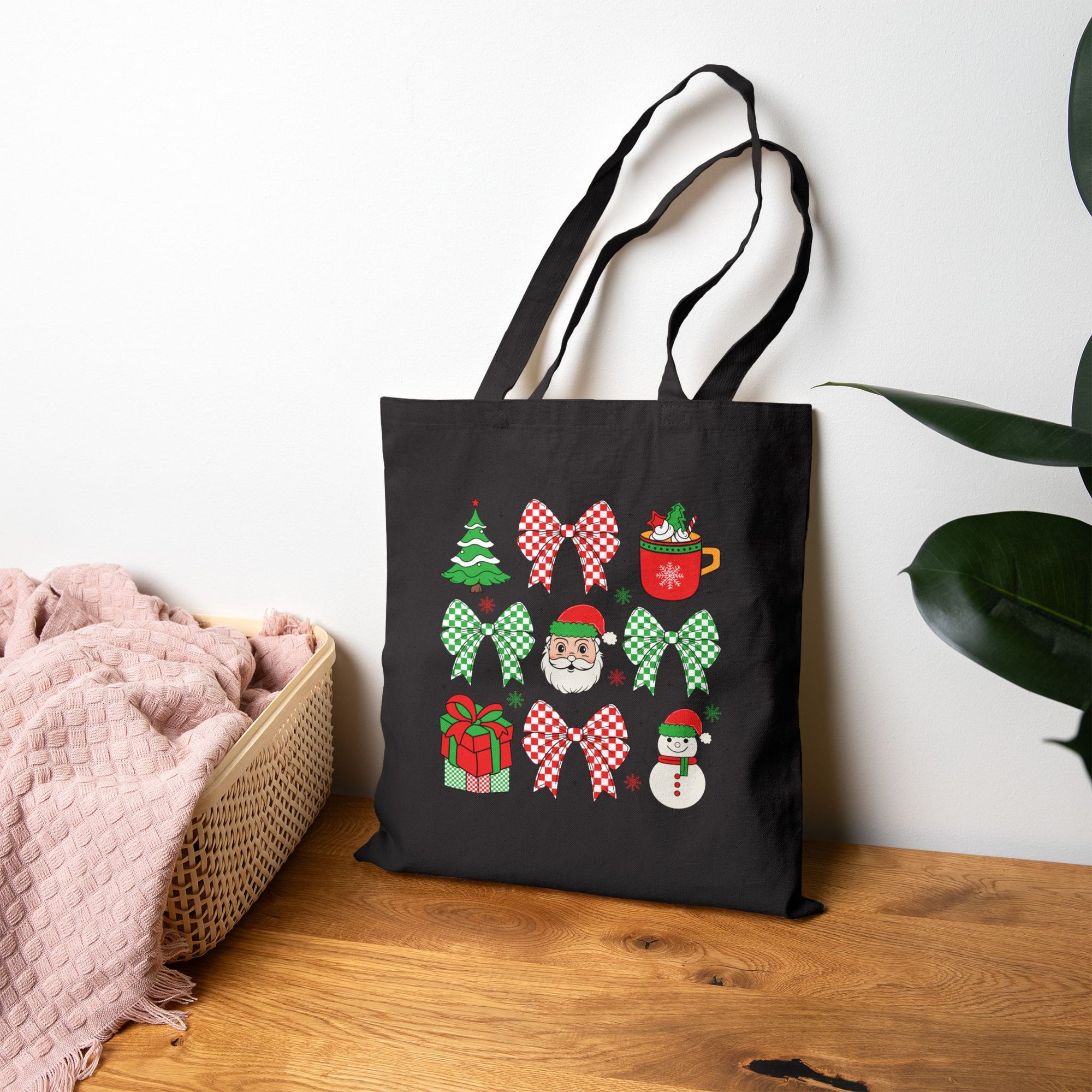 Festive Holiday Tote Bag – Reusable Christmas Winter Carryall
