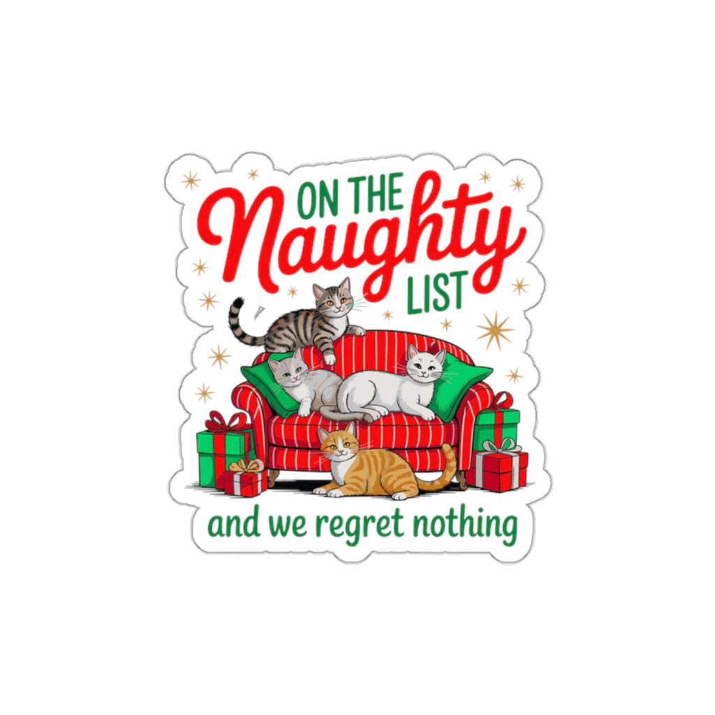 Festive Cat Die-Cut Stickers, Holiday Decor