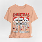 Skeleton Christmas Tee, Holiday Shirt, Unisex Christmas T-Shirt, Fun Winter Apparel, Party Outfit.