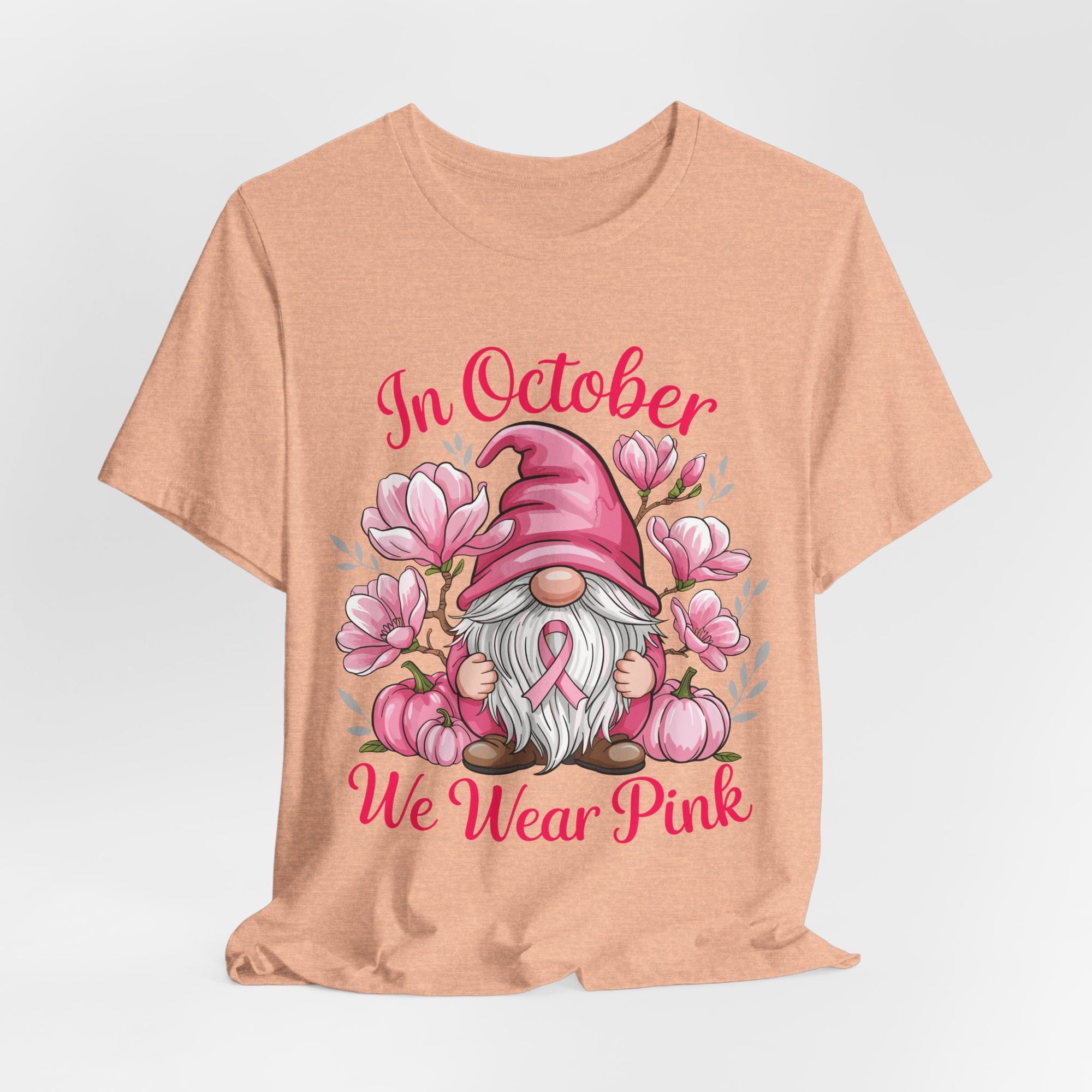 Breast Cancer Awareness Tee, Inspirational Gnome Shirt, October Activism Top, Unisex Casual Wear, Gift for Her, Comfort Tee, Support Pink