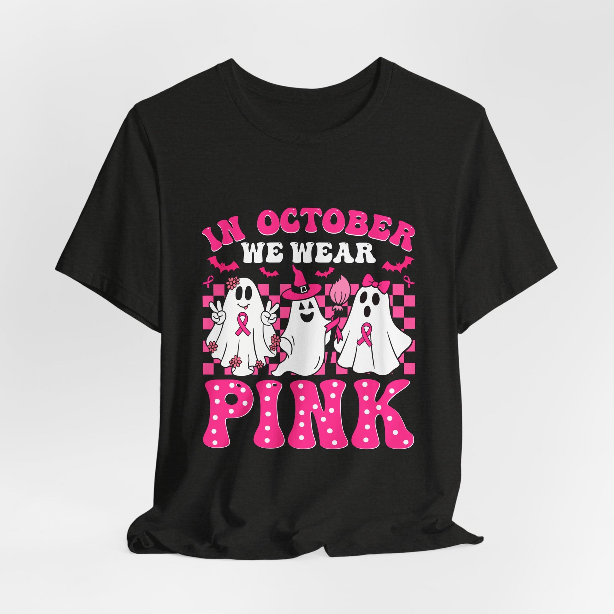 Pink Ghosts October Tee, Halloween Shirt, Unisex T-shirt