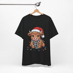 Festive Cow Christmas Tee, Unisex Holiday Shirt, Cute Animal T-Shirt