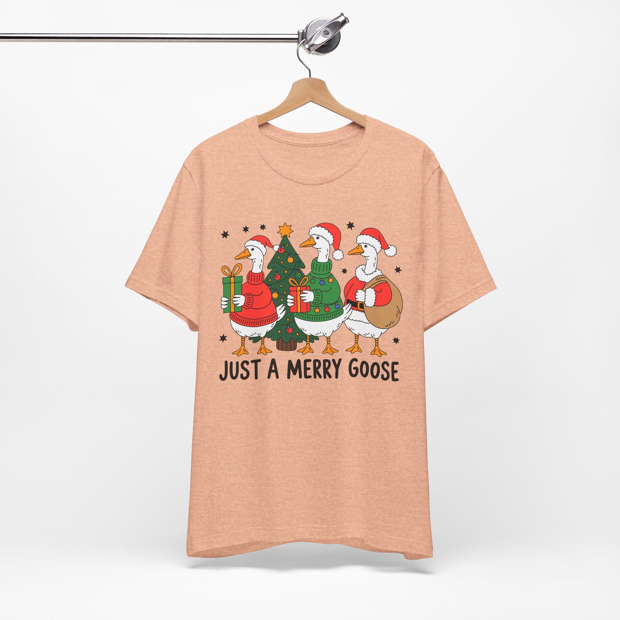 Festive Merry Goose T-Shirt, Christmas Tee, Holiday Apparel, Funny Gift, Unisex Tee, Seasonal Shirt