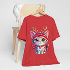 Cute Cat Holiday Tee Shirt, Unisex Cat Lover Gift, Christmas T-Shirt, Animal Graphic Tee, Fun Holiday Apparel