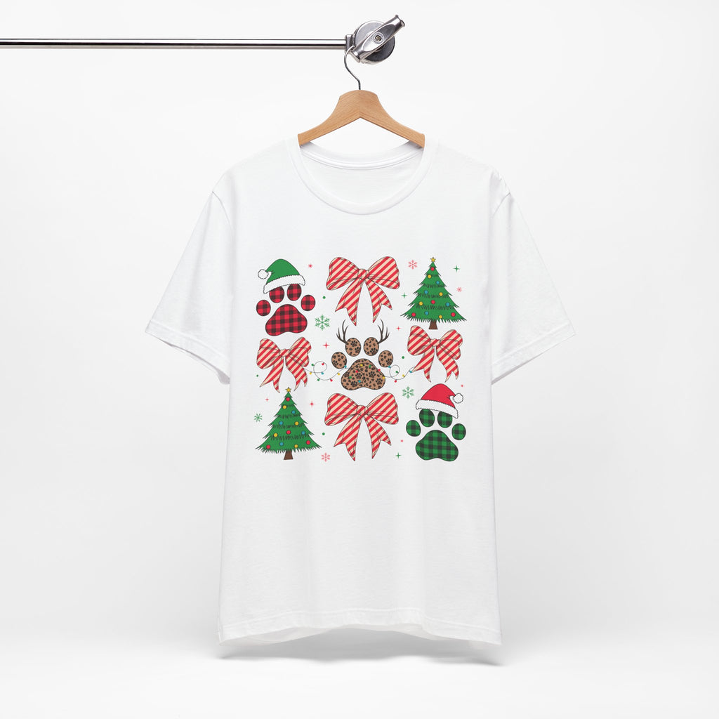 Festive Pet Lover Tee - Christmas Celebration Shirt, Holiday Gift for Dog Owners, Cute Winter Apparel, Paw Print T-Shirt, Unisex