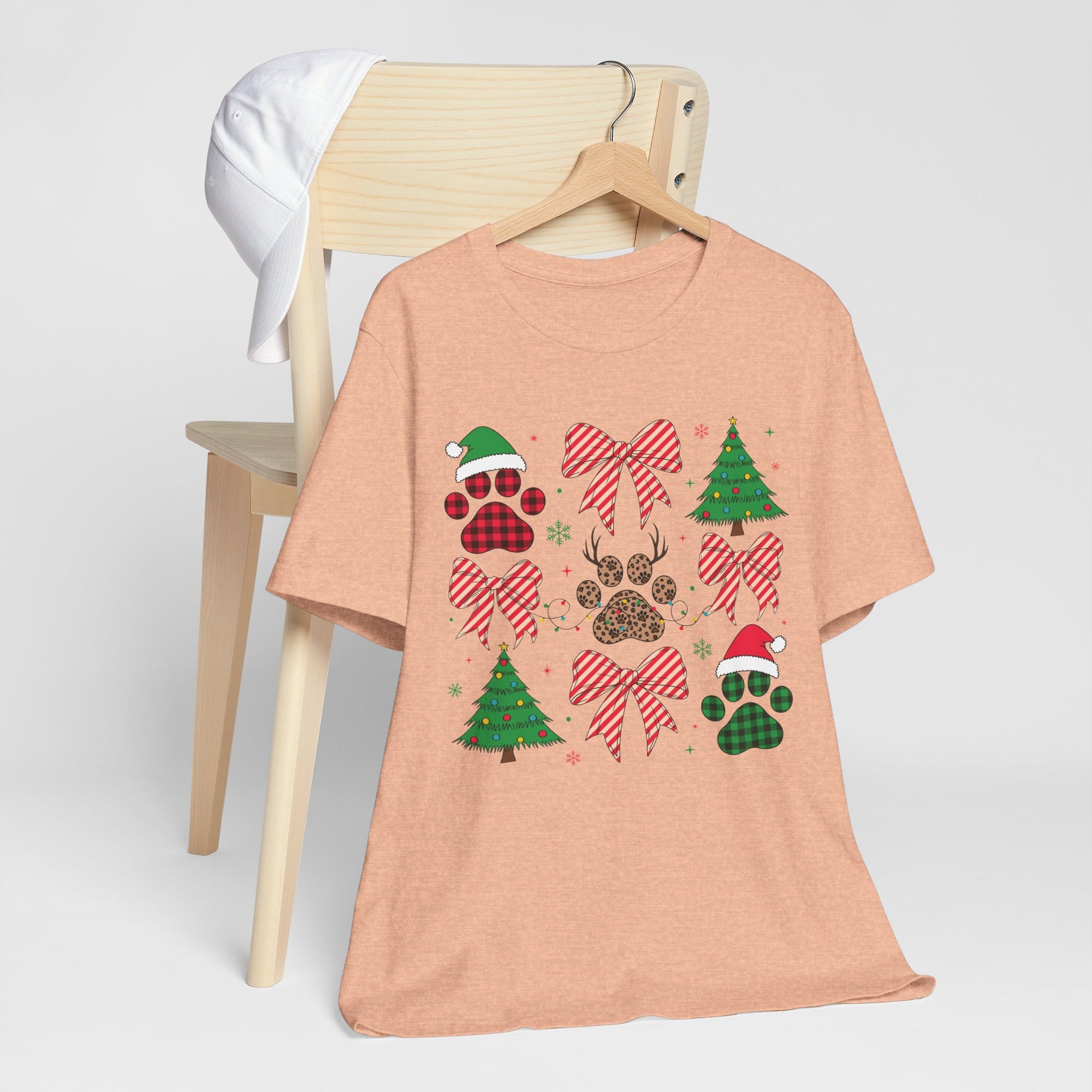 Festive Pet Lover Tee - Christmas Celebration Shirt, Holiday Gift for Dog Owners, Cute Winter Apparel, Paw Print T-Shirt, Unisex