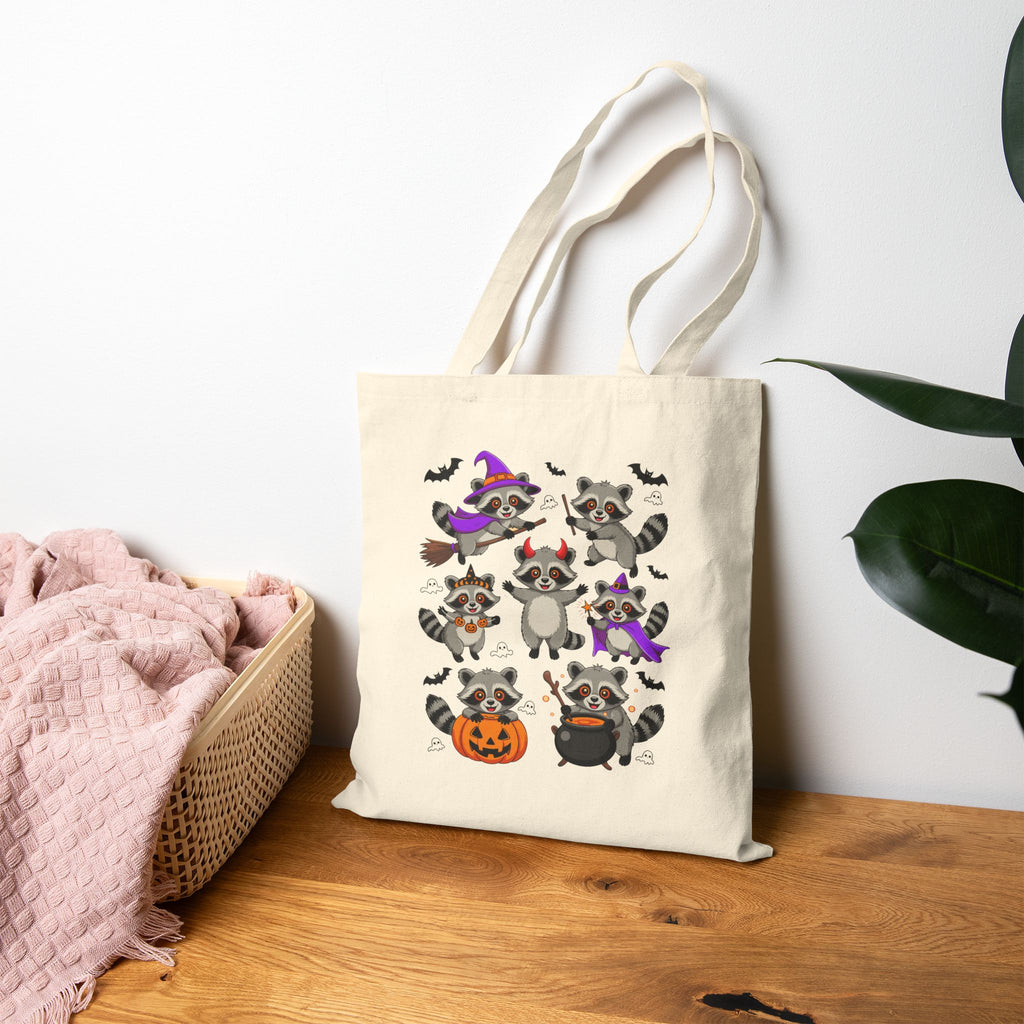 Playful Raccoon Halloween Tote Bag