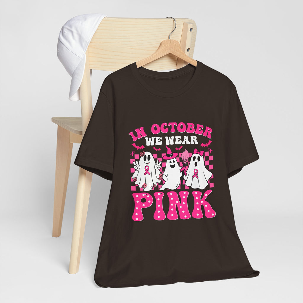 Pink Ghosts October Tee, Halloween Shirt, Unisex T-shirt