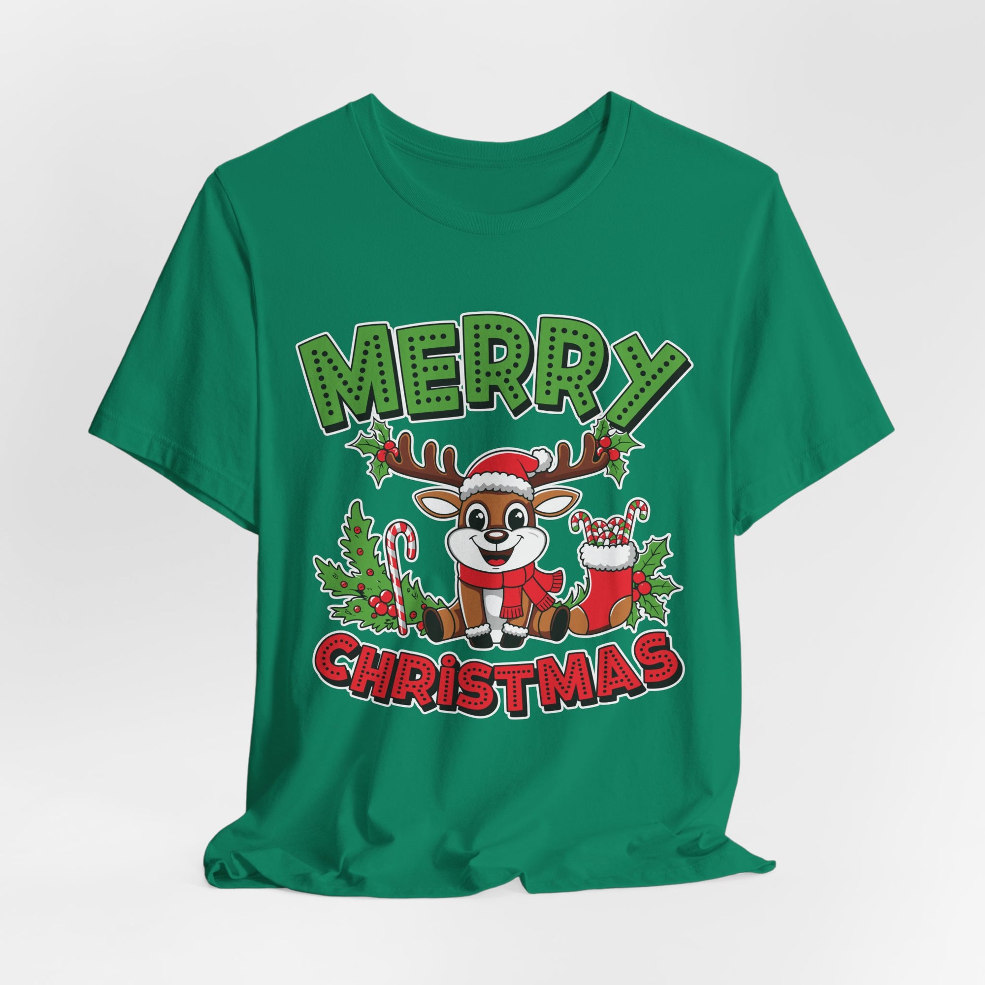 Merry Christmas Reindeer Tee, Festive Holiday Shirt, Unisex Christmas Apparel, Cute Gifts for Him/Her, Holiday Party Outfit