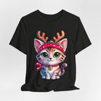Cute Cat Holiday Tee Shirt, Unisex Cat Lover Gift, Christmas T-Shirt, Animal Graphic Tee, Fun Holiday Apparel