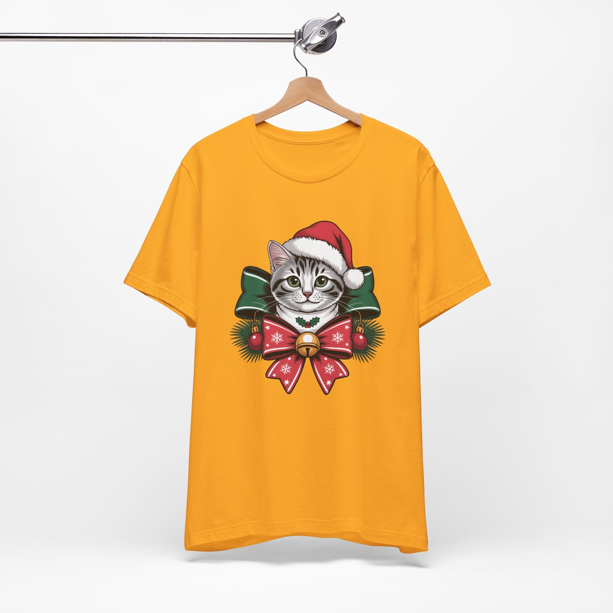Festive Cat Christmas Tee, Cat Lover Gift, Holiday Shirt, Unisex T-Shirt