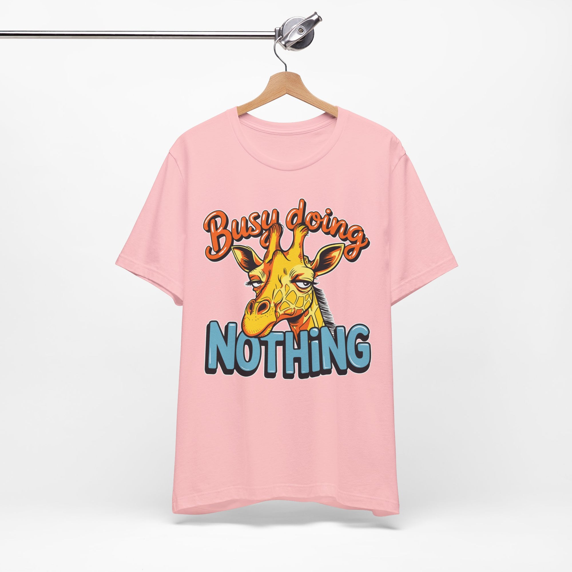 Funny Giraffe Busy Doing Nothing Lazy Animal Cartoon Design Unisex Jersey Short Sleeve Tee